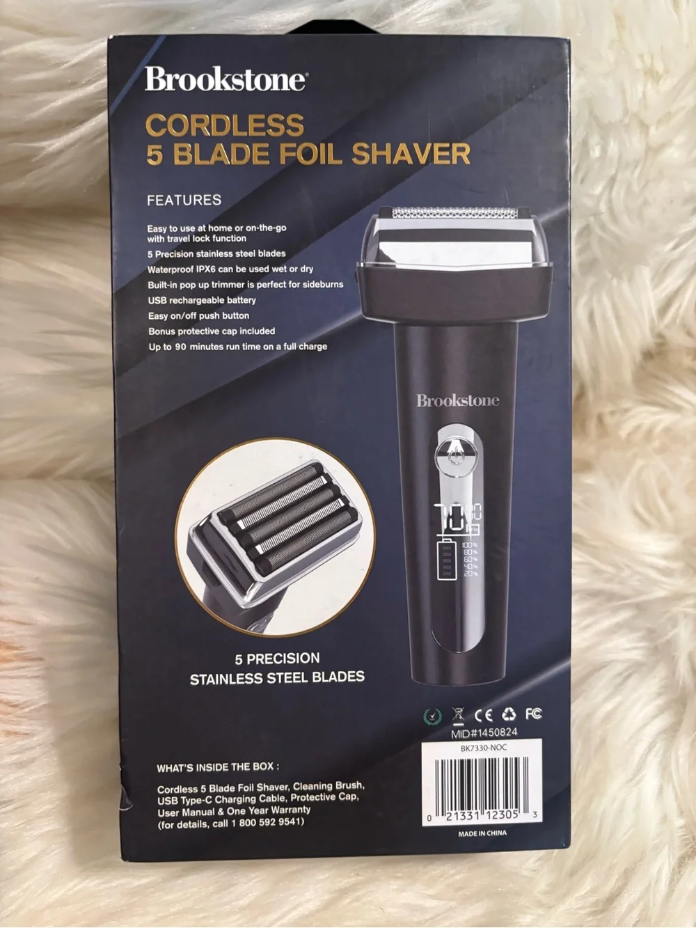 Brookstone Electric Foil Face Shaver 5-Blade Electric Razor for Men
